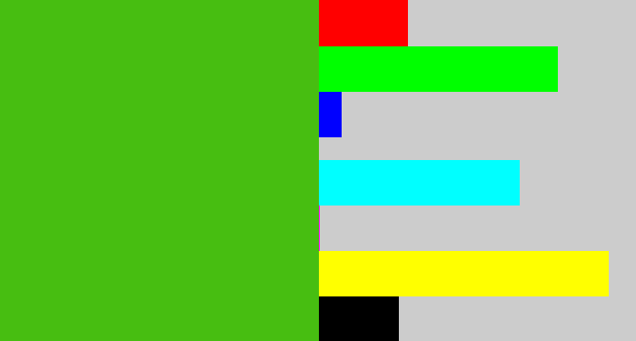 Hex color #47be11 - frog green