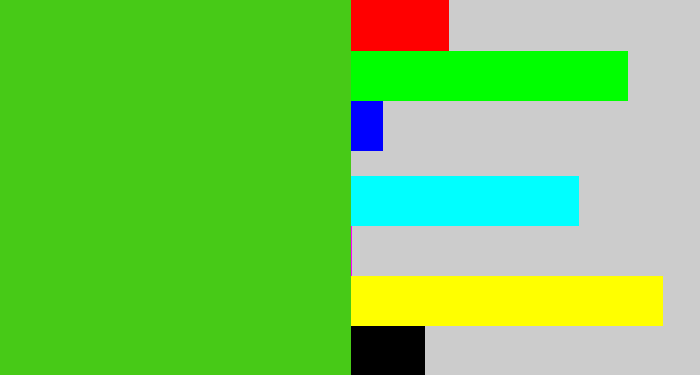 Hex color #47ca17 - frog green