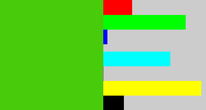 Hex color #47cb0b - frog green