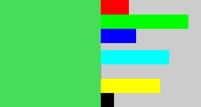 Hex color #47dd5a - lightish green