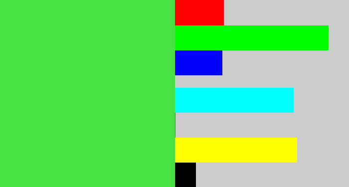 Hex color #47e144 - light neon green