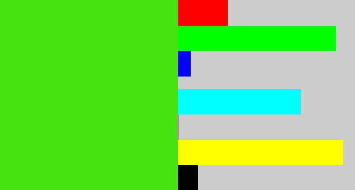 Hex color #47e311 - vivid green