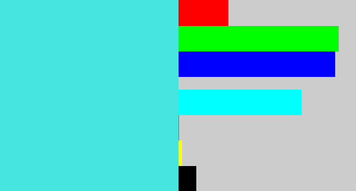 Hex color #47e5e0 - bright cyan