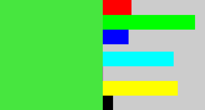Hex color #47e63f - light neon green