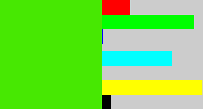 Hex color #47e802 - poison green