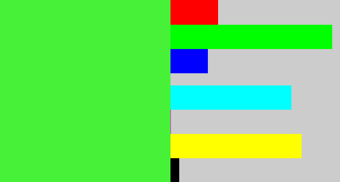Hex color #47f137 - light neon green