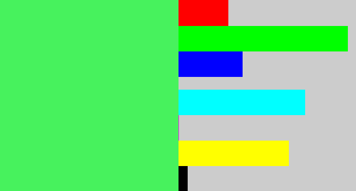 Hex color #47f25d - light neon green