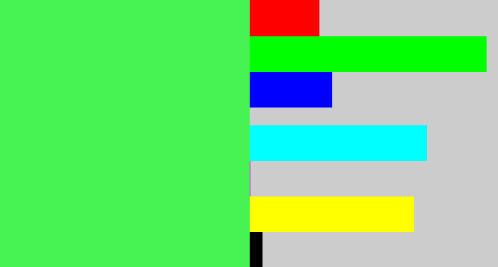 Hex color #47f353 - light neon green