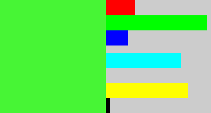 Hex color #47f535 - light neon green
