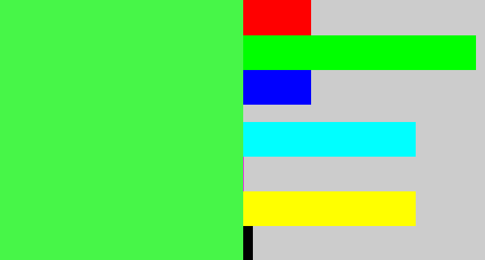 Hex color #47f648 - light neon green