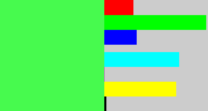 Hex color #47fa4e - light neon green