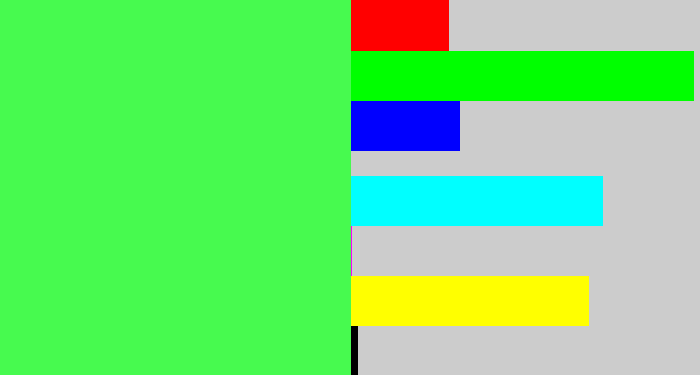 Hex color #47fa4f - light neon green