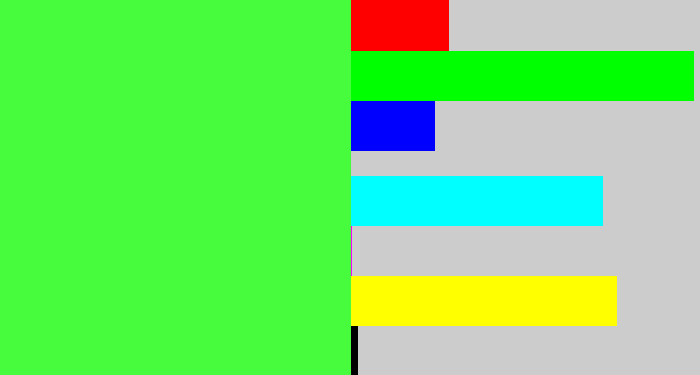 Hex color #47fb3d - light neon green