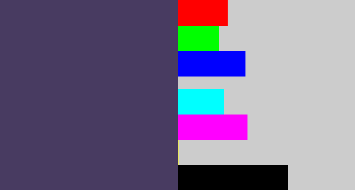 Hex color #483b61 - dark grey blue