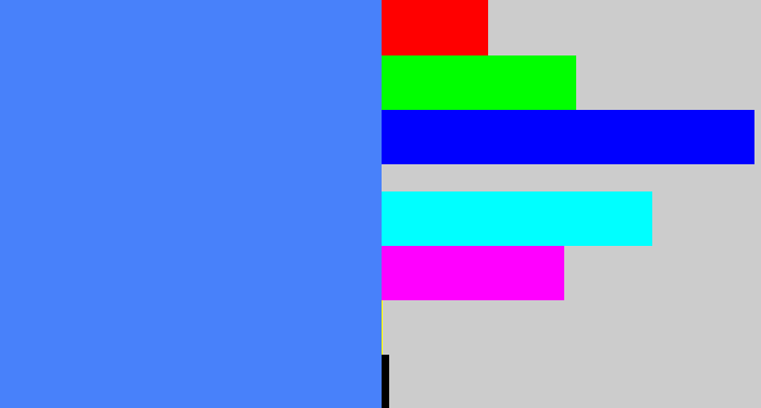 Hex color #4881fa - dodger blue