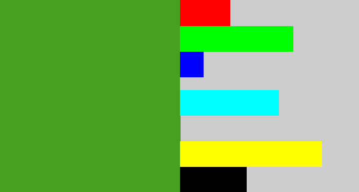 Hex color #48a021 - grass green
