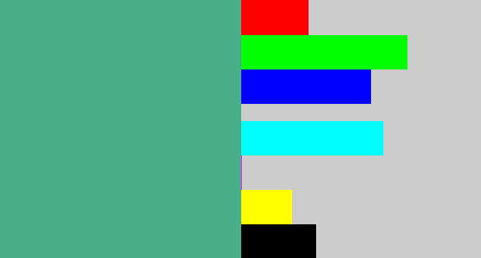 Hex color #48af8a - greeny blue