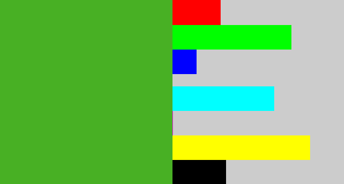 Hex color #48b024 - grass
