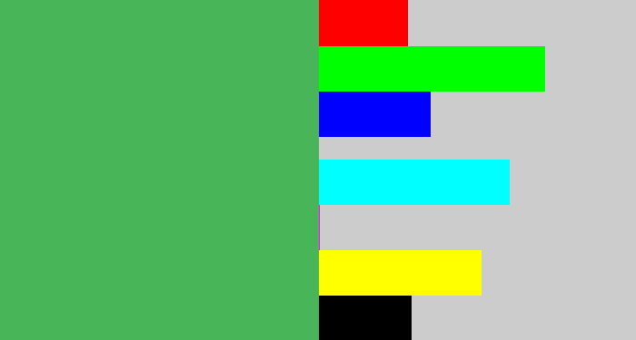 Hex color #48b559 - dark pastel green