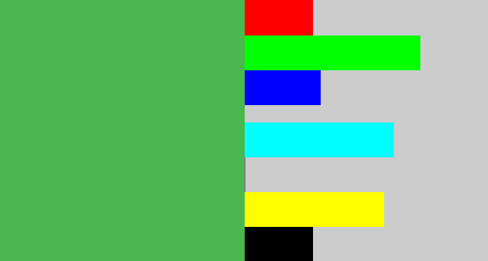 Hex color #48b84f - dark pastel green