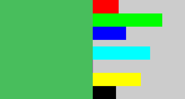 Hex color #48be5c - dark pastel green