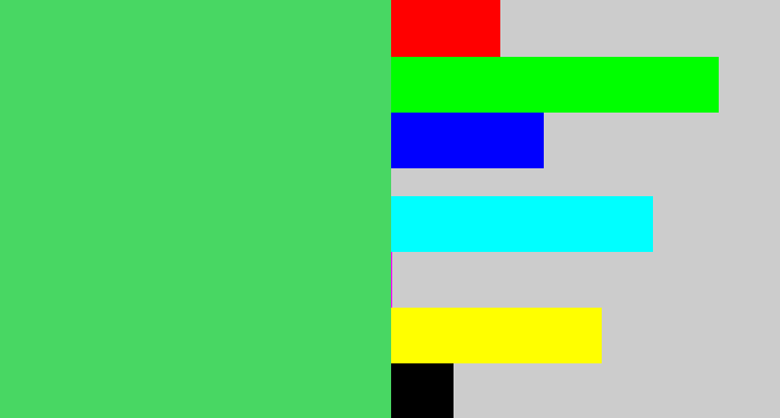 Hex color #48d763 - lightish green