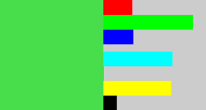 Hex color #48dd4b - lightish green