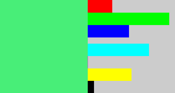 Hex color #48ee78 - weird green