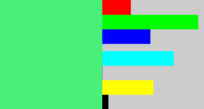 Hex color #48ef78 - weird green