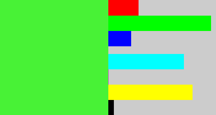 Hex color #48f236 - light neon green