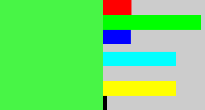 Hex color #48f546 - light neon green
