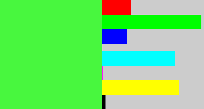 Hex color #48f73e - light neon green