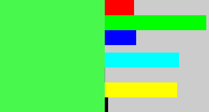 Hex color #48f84d - light neon green