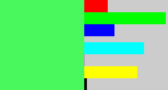 Hex color #48f85d - light neon green
