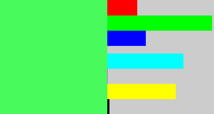 Hex color #48fa5b - light neon green