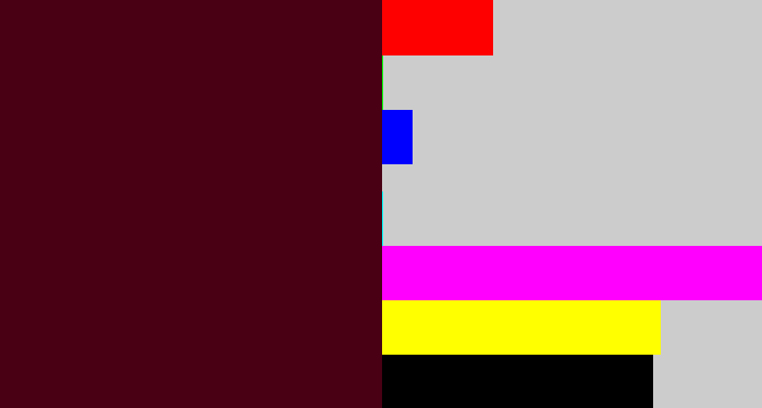 Hex color #490014 - dark maroon