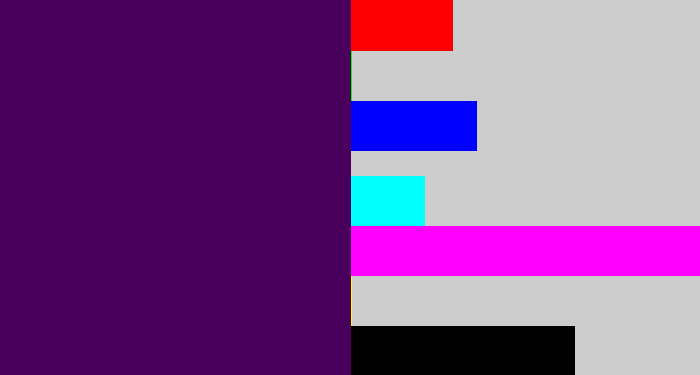 Hex color #49005c - plum purple