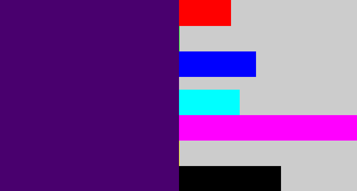 Hex color #49006e - royal purple