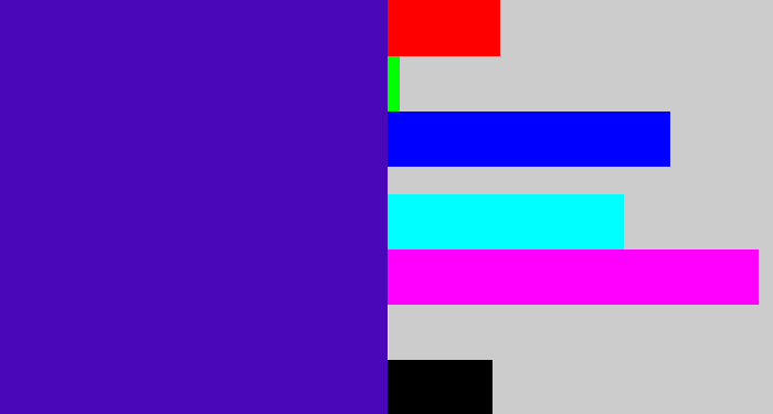 Hex color #4907b9 - violet blue