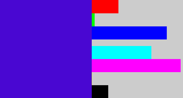 Hex color #4907d2 - violet blue