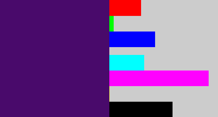Hex color #490a6b - royal purple