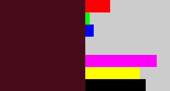 Hex color #490c1a - dark plum