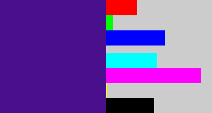 Hex color #490f8c - indigo