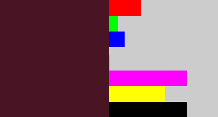 Hex color #491524 - dark plum