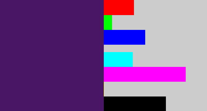 Hex color #491565 - royal purple
