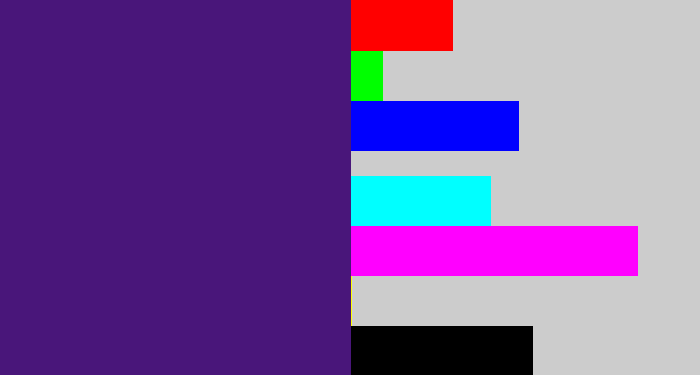 Hex color #49167a - royal purple
