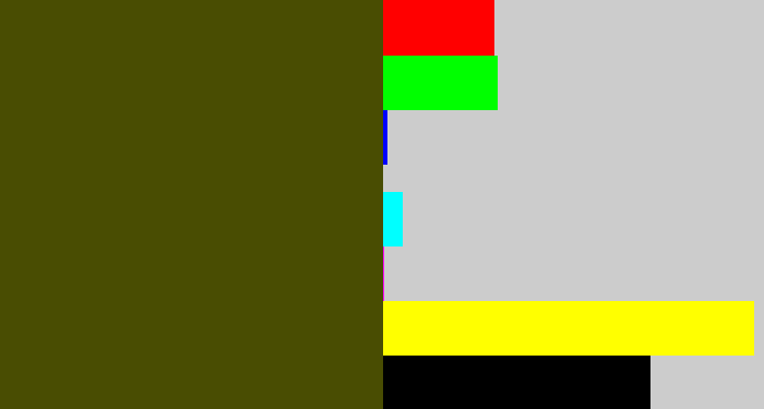 Hex color #494d02 - green brown