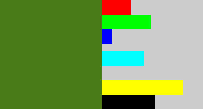 Hex color #497b19 - sap green