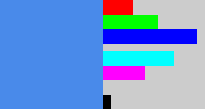 Hex color #498aea - dark sky blue
