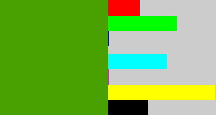 Hex color #49a001 - grassy green